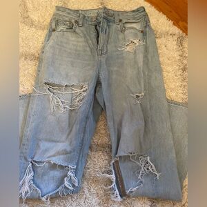 American Eagle light wash ripped jeans.
